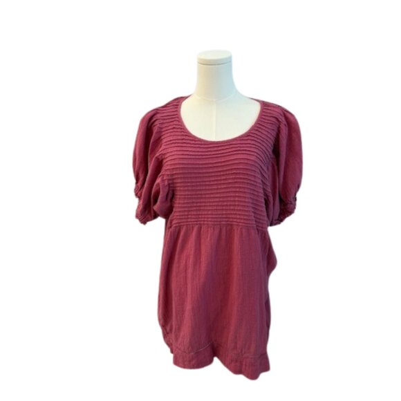 Free People Women’s Puff Sleeve Textured Boho Top Size Medium - Picture 4 of 7